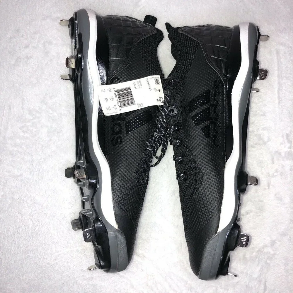 Mens Adidas PowerAlley 5 Men's Baseball Cleats Size 14 US Black Metal B39181 New